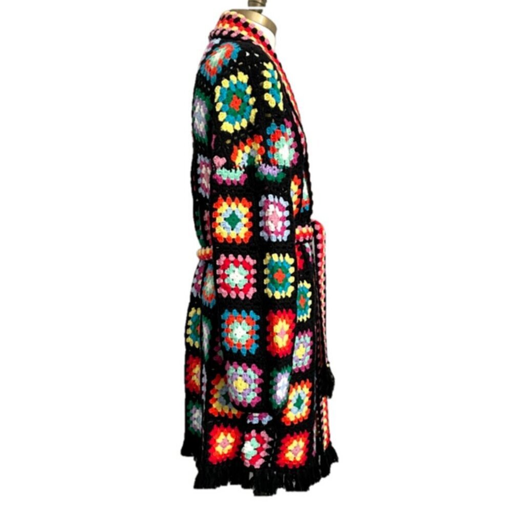 MC2 Saint Barth Multicolor Crochet Wool Coat With Belt - S/M, NWOTs 🇮🇹 - Picture 7 of 16